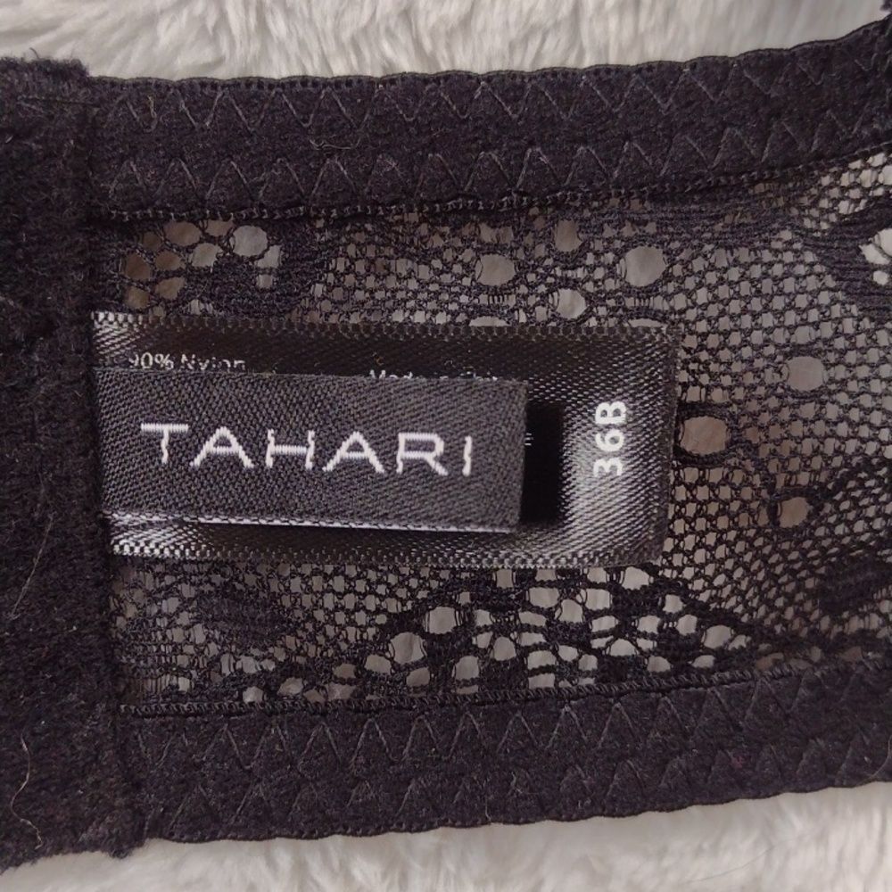 Tahari Black Lace Balconette Multi-way Bra with Nude Underlay Size 36B - Picture 9 of 12